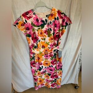 Alexia Admor Dress Floral Short Sleeve Cocktail Surplice Top NWT